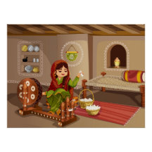 Punjabi Woman Spinning Charkha - Landelijke levens