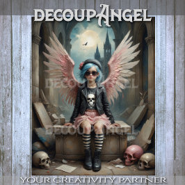 Punk Angel in Stripes Decoupage Tissuepapier