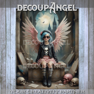 Punk Angel in Stripes Decoupage Tissuepapier