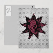 Punk Briefkaart van de schedel (donkerroze) (Voorkant / Achterkant)