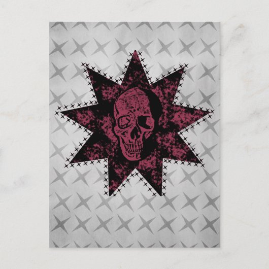Punk Briefkaart van de schedel (donkerroze) (Voorkant)
