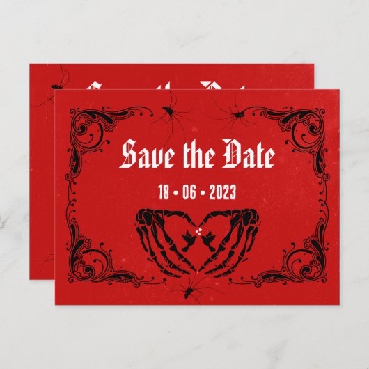 Punk bruiloft Save the Date Red Aankondigingskaart (Voorkant / Achterkant)