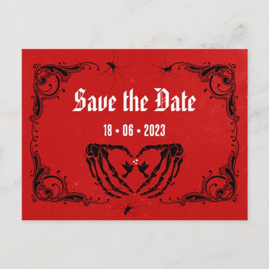 Punk bruiloft Save the Date Red Aankondigingskaart (Voorkant)