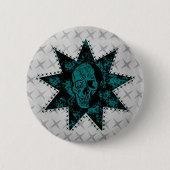 Punk Button van de schedel (Blauwgroen) (Voorkant)