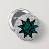 Punk Button van de schedel (Blauwgroen) (Voorkant /achterkant)