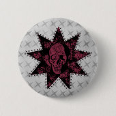 Punk Button van de schedel (Donkerroze) (Voorkant)