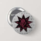 Punk Button van de schedel (Donkerroze) (Voorkant /achterkant)