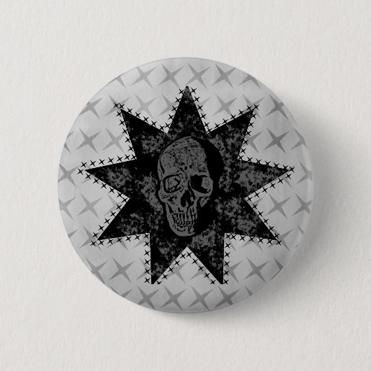 Punk Button van de schedel (grijs) (Voorkant)