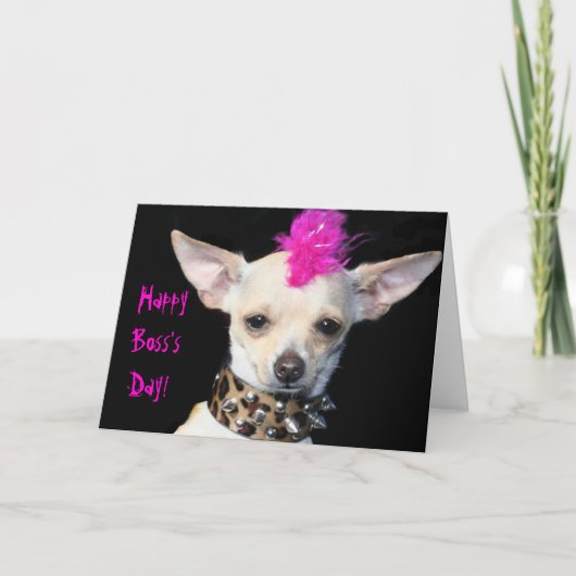 Punk Chihuahua Happy boss's day wenskaart Kaart (Voorkant)