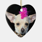 Punk Chihuahua-hartversiering Keramisch Ornament (Rechts)