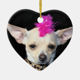 Punk Chihuahua-hartversiering Keramisch Ornament