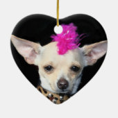Punk Chihuahua-hartversiering Keramisch Ornament (Achterkant)