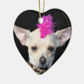 Punk Chihuahua-hartversiering Keramisch Ornament (Links)