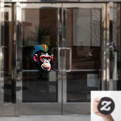 Punk chimp raamsticker (Kantoordeur)