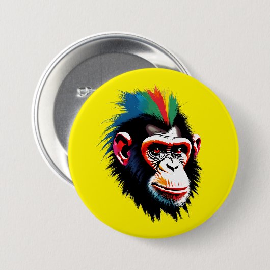 Punk chimp ronde button 7,6 cm (Voorkant /achterkant)