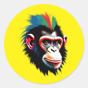 Punk chimp ronde sticker