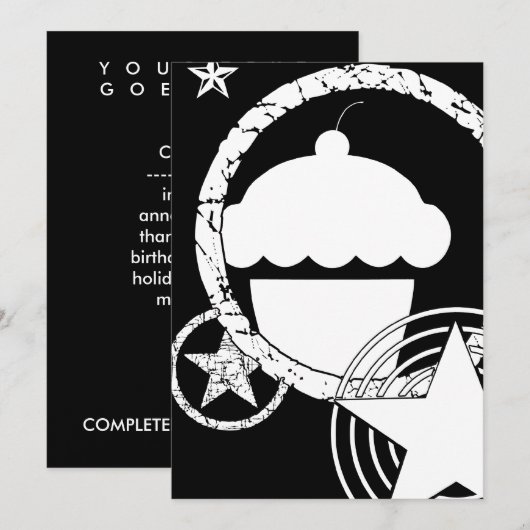 punk cupcake kaart (Voorkant / Achterkant)