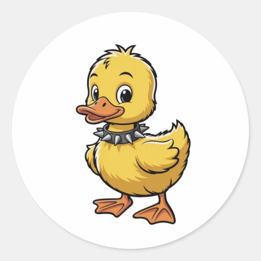 Punk Duckling – Funny Rebel Animal Art Ronde Sticker (Voorkant)