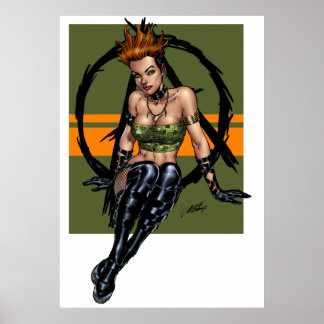 Punk en alternatieve Pinup Girl in het groen door Poster