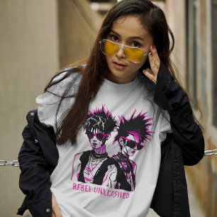 Punk fusie: Cyber Mohawks T-shirt