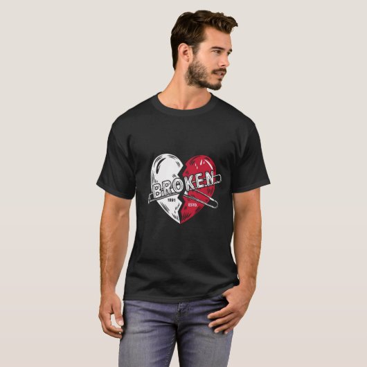 Punk Gebroken Hart Ontwerp T-shirt (Voorkant volledig)
