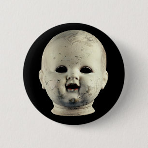 Punk gesteente scharnierend Baby Doll Head Haunted Ronde Button 5,7 Cm