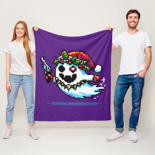 Punk Ghost Christmas - Edgy Pixel Art Holiday Fleece Deken (In situ)