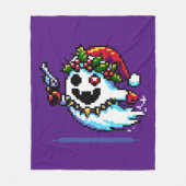 Punk Ghost Christmas - Edgy Pixel Art Holiday Fleece Deken (Voorkant)