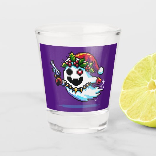 Punk Ghost Christmas - Edgy Pixel Art Holiday Shot Glas (Voorkant)