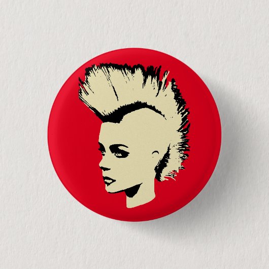 Punk Girl – bichrome print Ronde Button 3,2 Cm (Voorkant)