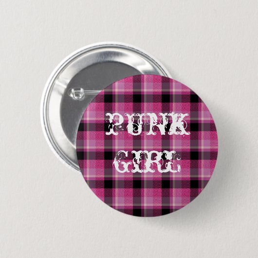 Punk Girl Black Pink Pset Button (Voorkant /achterkant)
