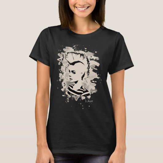 Punk Girl – bleached white T-shirt (Voorkant)