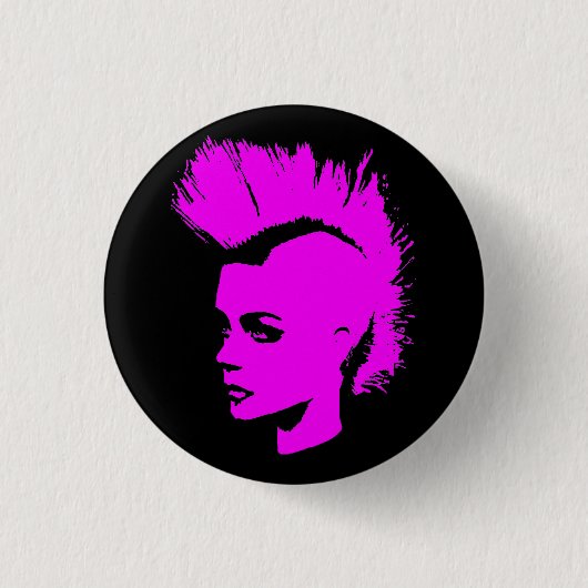 Punk Girl – unichrome print - pink Ronde Button 3,2 Cm (Voorkant)