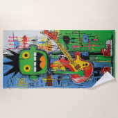 Punk Gitaar Monster Graffiti Kunst Strandlaken (Voorkant)