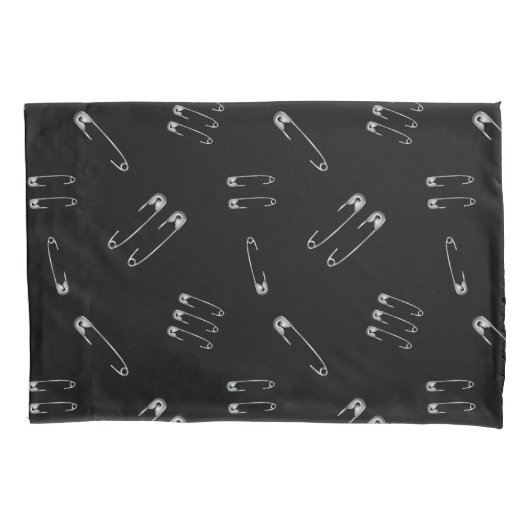 Punk Goth Emo Grunge VeiligheidsSpeld Patroon Zwar Kussensloop (Voorkant)