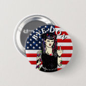 Punk gothisch meisje dat de vogel BYE-DON viert Ronde Button 5,7 Cm (Voorkant /achterkant)