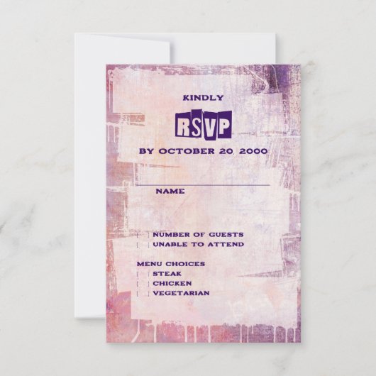 Punk Graffiti Rock and Roll bruiloft RSVP Kaartje (Voorkant)