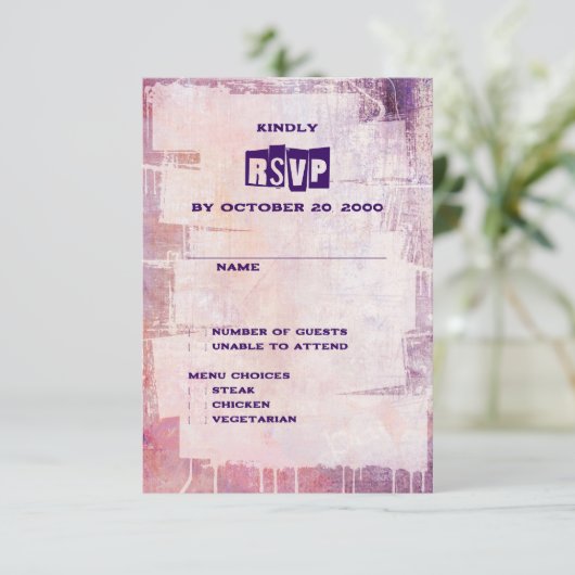 Punk Graffiti Rock and Roll bruiloft RSVP Kaartje (Staand voorkant)