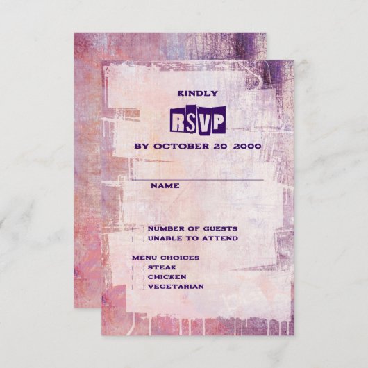 Punk Graffiti Rock and Roll bruiloft RSVP Kaartje (Voorkant / Achterkant)