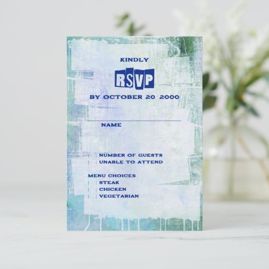 Punk Graffiti Rock and Roll bruiloft RSVP Kaartje (Staand voorkant)