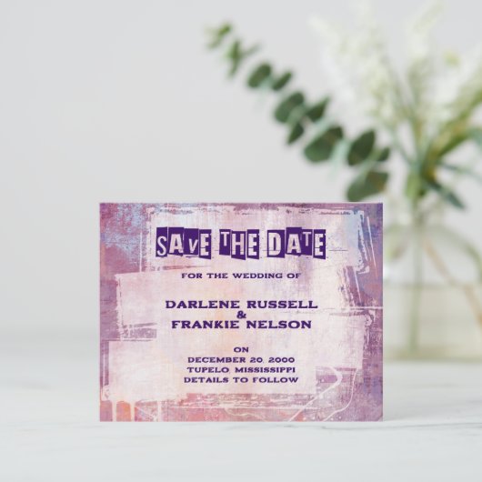 Punk Graffiti Rock and Roll bruiloft Save The Date (Staand voorkant)