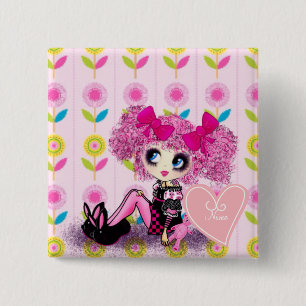 Punk Harajuku meisje zo schattig en meisjes uit ka Vierkante Button 5,1 Cm