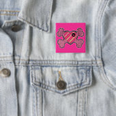 Punk hart en kruisgraten vierkante button 5,1 cm (In situ)