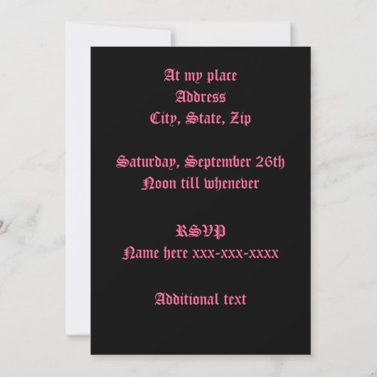 Punk heet roze diamantpatroon Let's do Lunchparty Kaart (Achterkant)