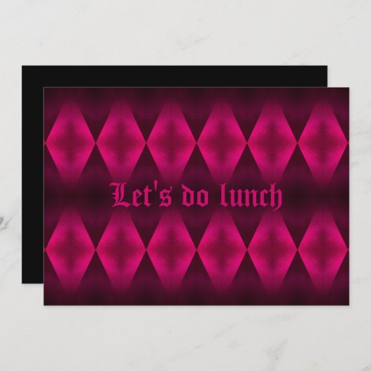 Punk heet roze diamantpatroon Let's do Lunchparty Kaart (Voorkant / Achterkant)