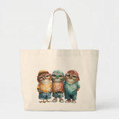 Punk Hipster Owls Grote Tote Bag (Voorkant)