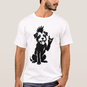 punk hond zwart wit t-shirt
