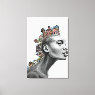 Punk House Haarmeisje Canvasprint Canvas Afdruk