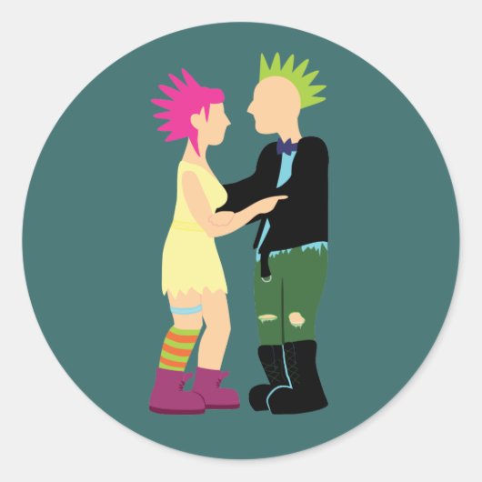 Punk huwelijk ronde sticker (Voorkant)