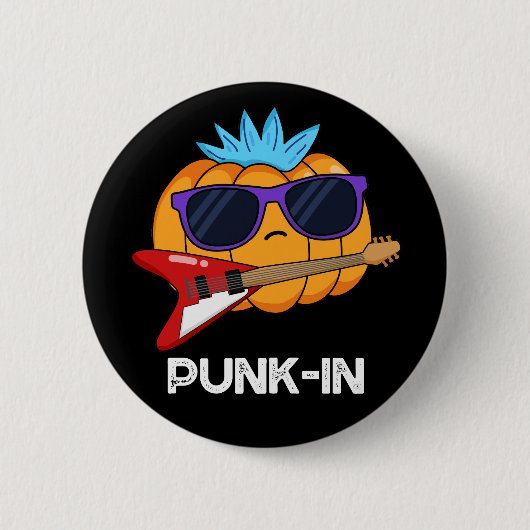 Punk-in Funny Punk Rock Pumpkin Dark BG Ronde Button 5,7 Cm (Voorkant)